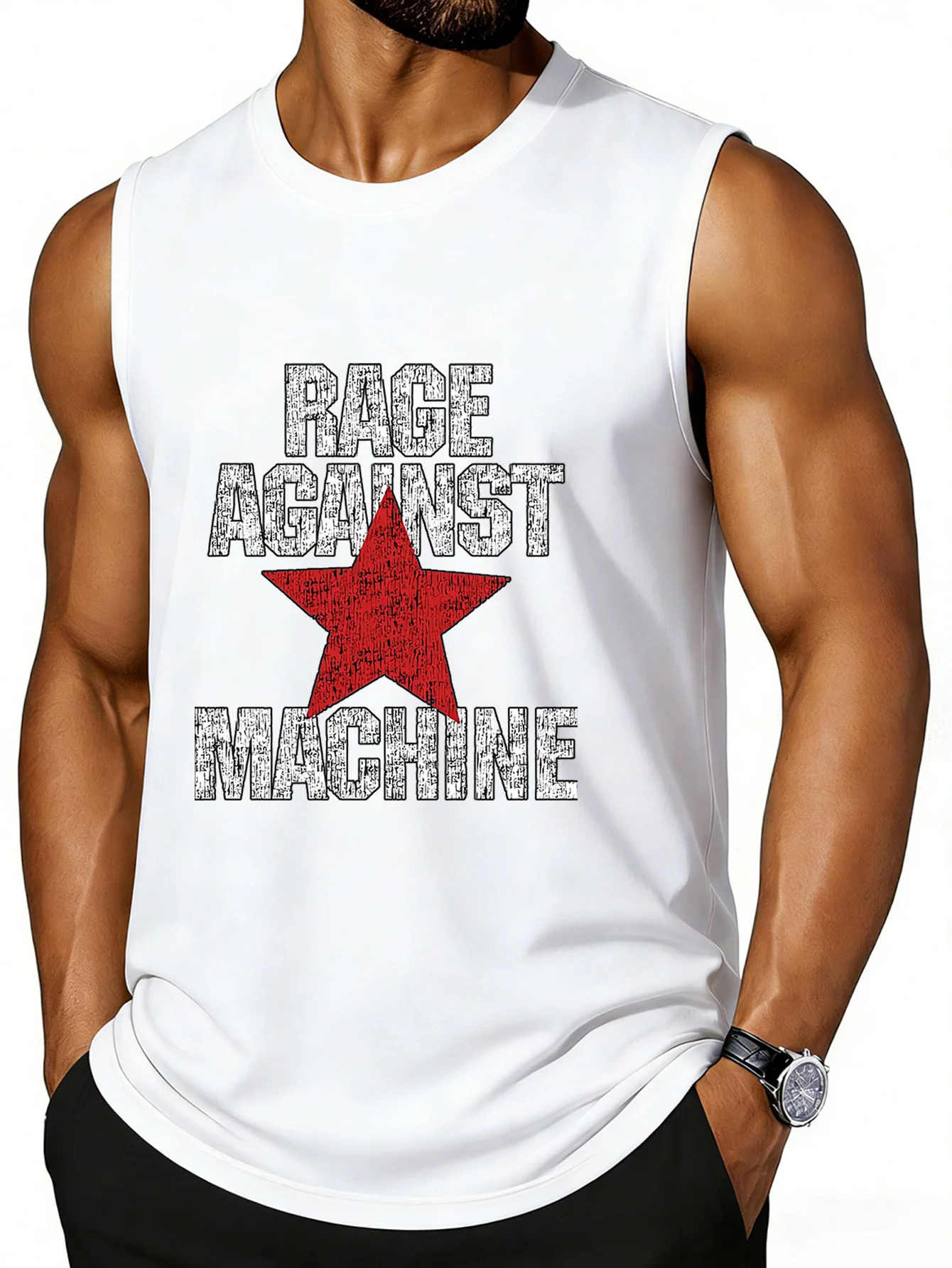 CLOOCL Rage Against The Machine Printed Vest Fashion Sports Vests Summer Men's Sleeveless T-Shirt Casual Top