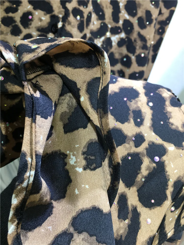 Camisa de manga larga con estampado de leopardo para mujer, cárdigan adelgazante de longitud media, suelto y versátil, primavera y verano, 2024