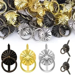 10Pcs Metal Brad Fasteners Pull Rings Mini Brad Paper Fasteners Vintage Drawer Handle Ring DIY Crafts Decoration Accessories
