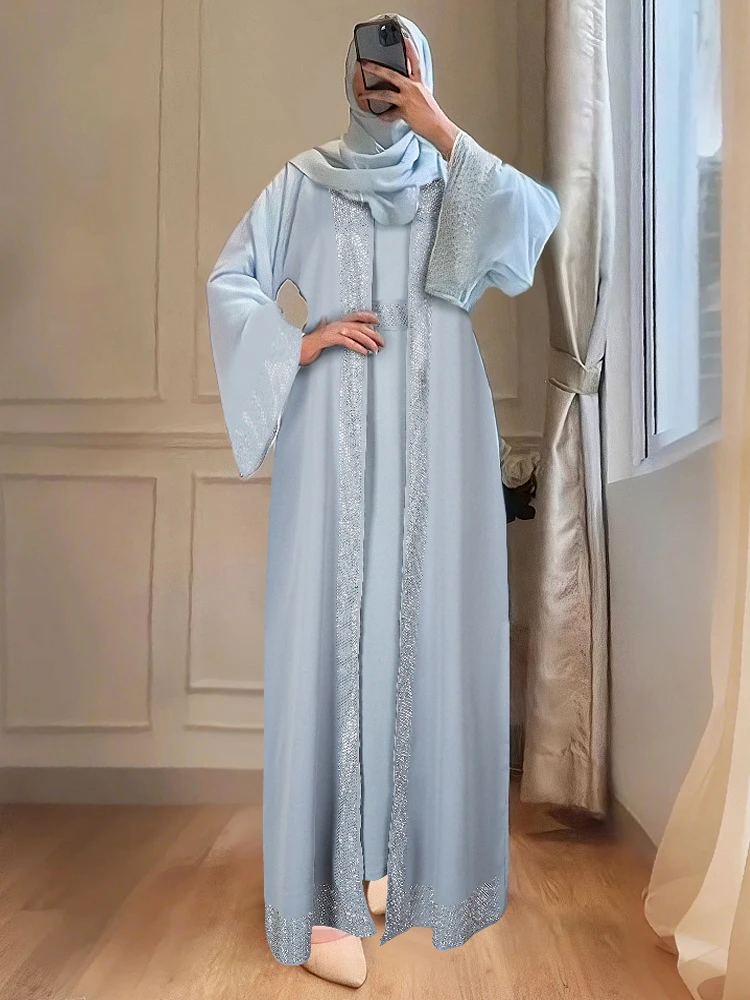 Abaya Dubai Turkey Muslim Hijab Dress Elegant Long Sleeve Maxi Robe Ladies Islamic Clothing Party Evening Gown Caftan Marocain