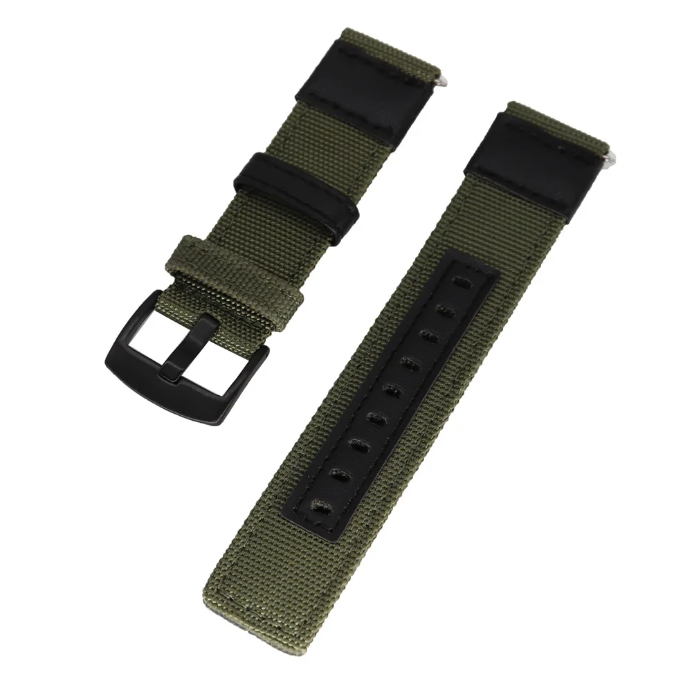 Tali nilon kanvas 20mm 22mm, tali kulit asli tali rilis cepat tali olahraga untuk Samsung Huawei GT4 gelang