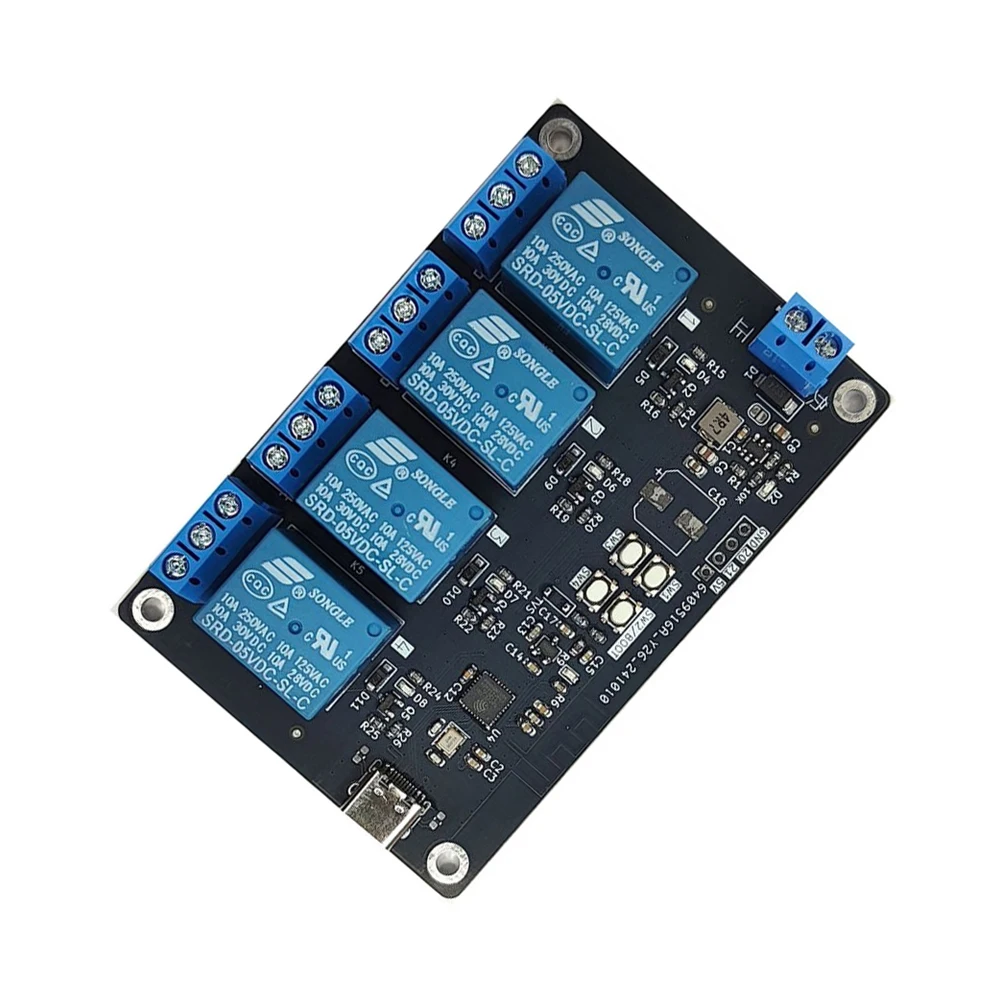 4 Channel Relay Development Board ESP32-C3 ​WiFi BT Switch Control Type-C Relay Module DC5-24V Reverse Polarity Protection