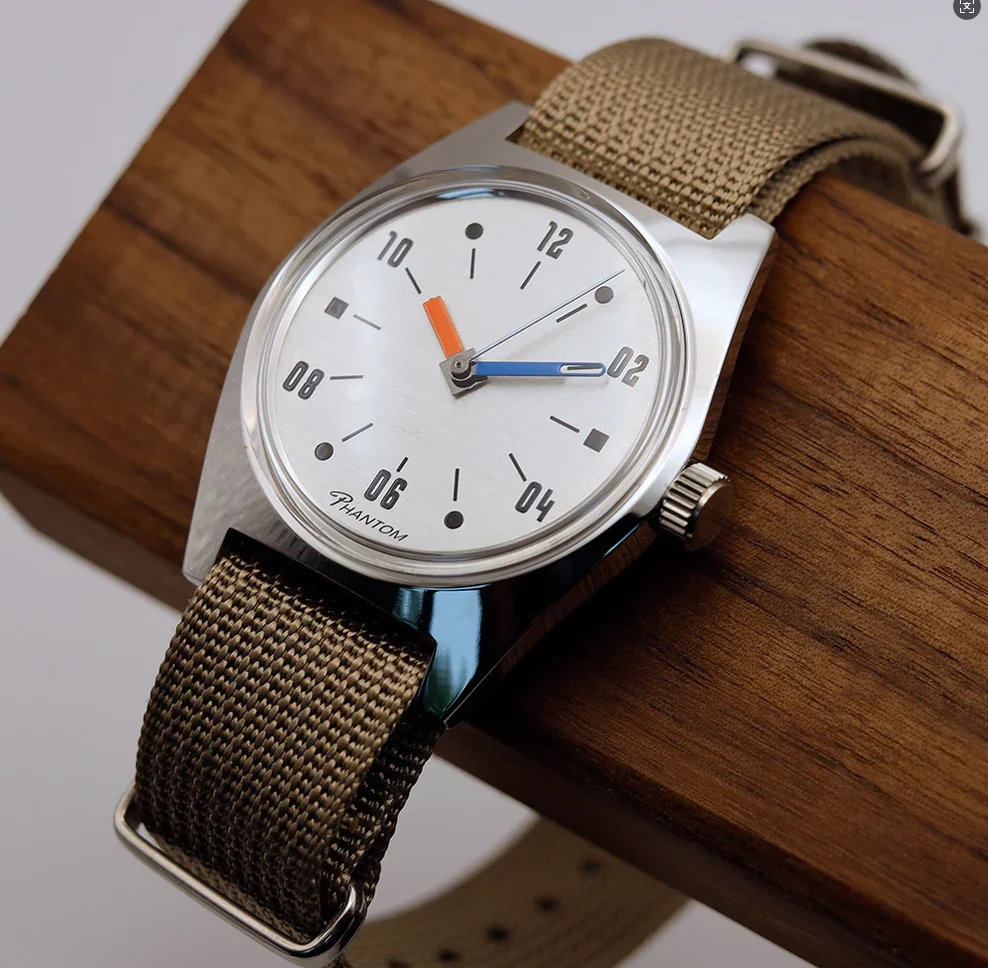 Montre mécanique manuelle vintage PHANTOM pour homme, 36 mm, en acier inoxydable, étanche, montre d'aviation