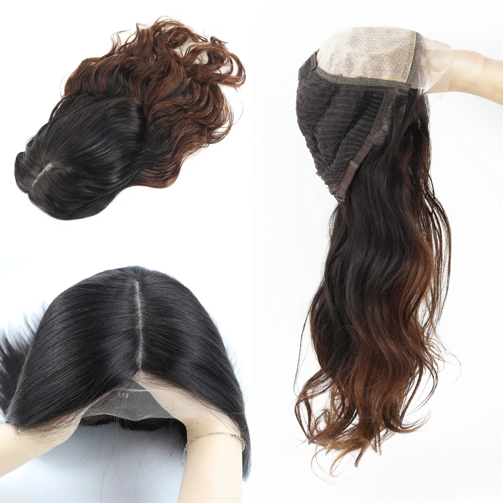 

#T1b-4 Highlight Body Wave Real Virgin Human Hair Silk Skin Top Wig With Natural Scalp Transparent Lace Front Natural Hairline