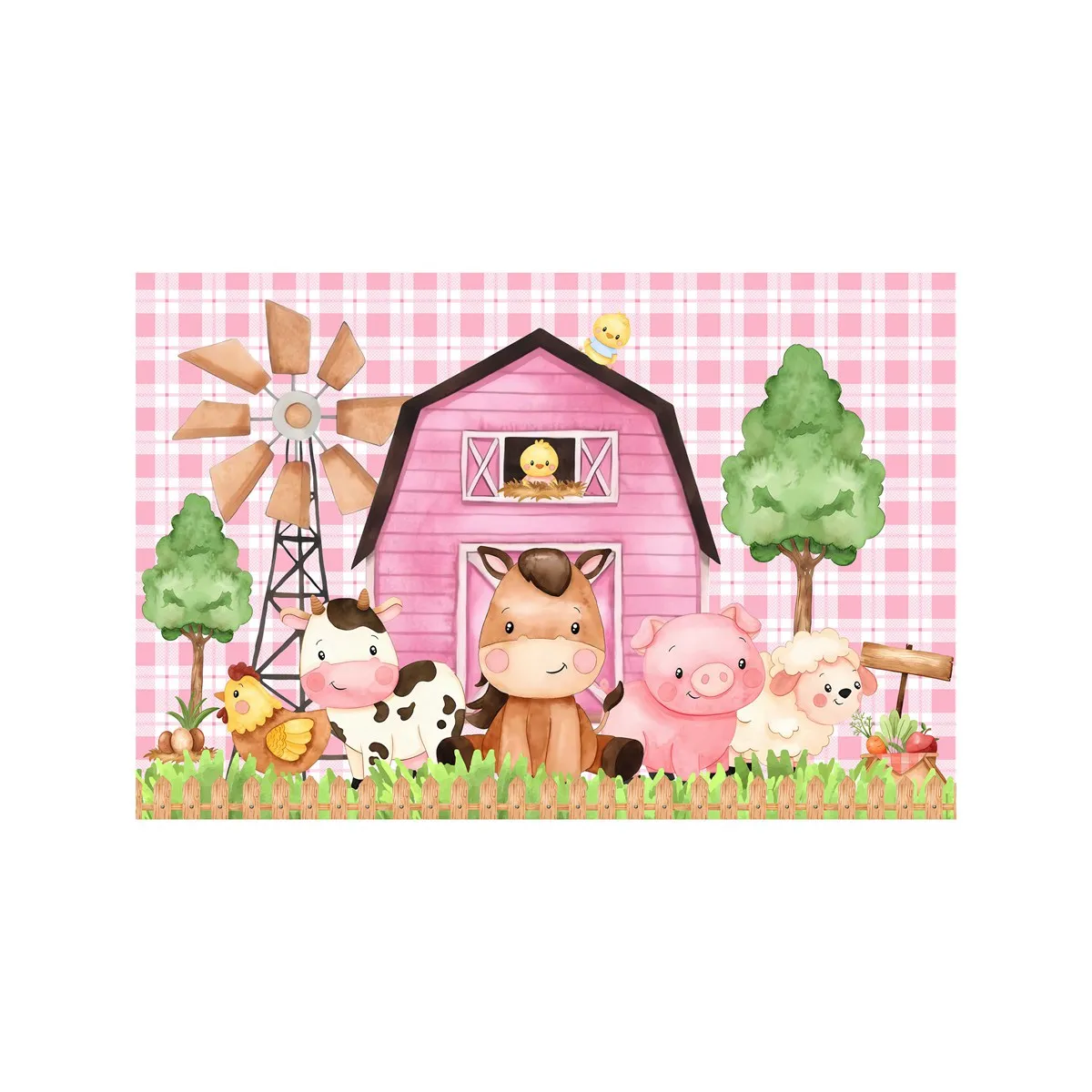 Boerderij Dier Achtergrond Banner Happy Birthday Party Versiering Baby Shower Meisjes Cartoon Landbouwgrond Dieren Partij Achtergrond Decor