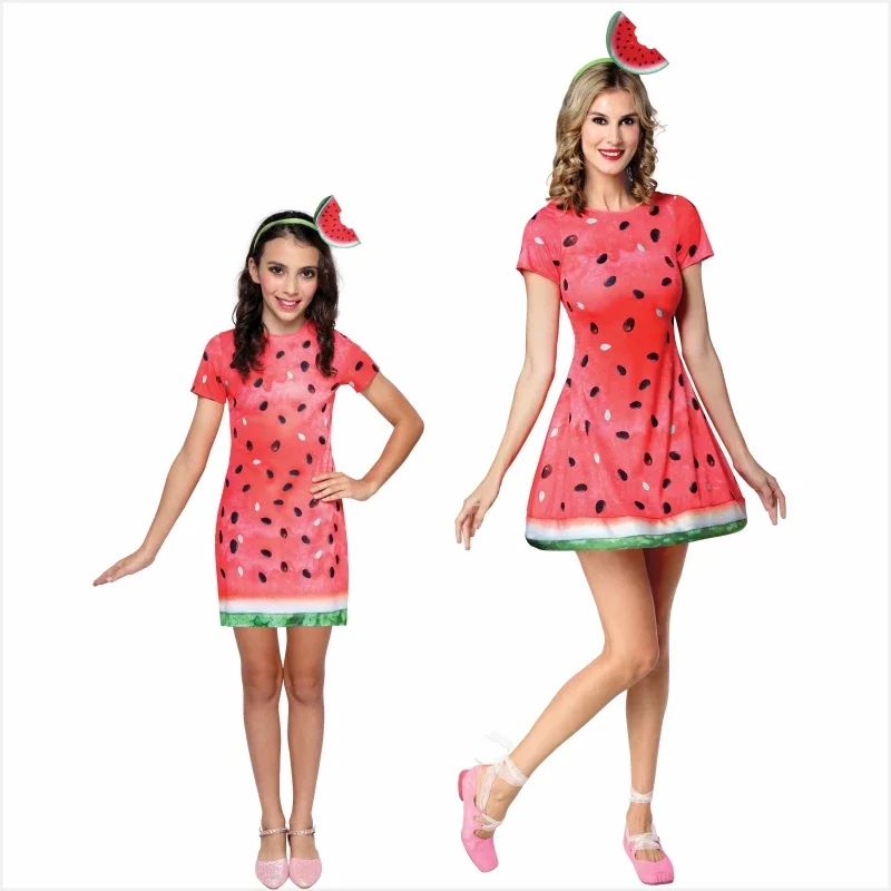2025 Cosplay Costume Fruit Watermelon Pineapple Kiwi Strawberry Dress Performance Carnival Party Outfit Parent-child Clothes view 6
