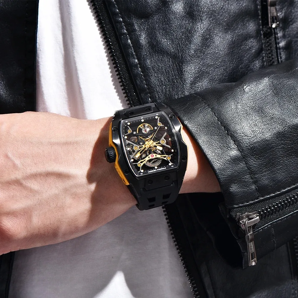 PAGANI تصميم الأصلي 42 مللي متر الرجال التلقائي ساعات آلية فاخرة الجوف خارج الياقوت الزجاج 5ATM مقاوم للماء ساعة للرجال