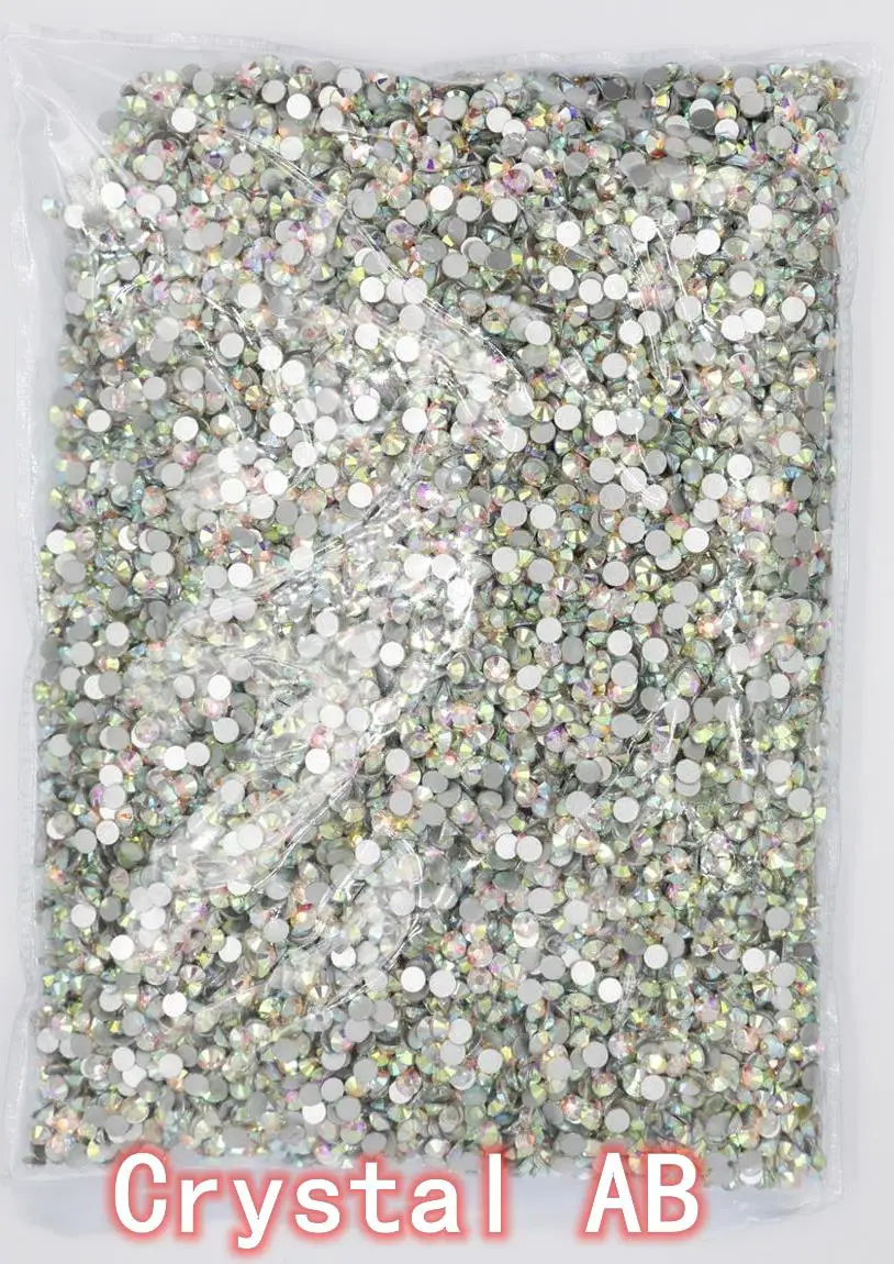 14400pcs Bulk Package Flatback Crystals AB Rhinestones for Nails 3D Nail Art Decorations SS4-SS20 DIY Glass Gems Garment Stones