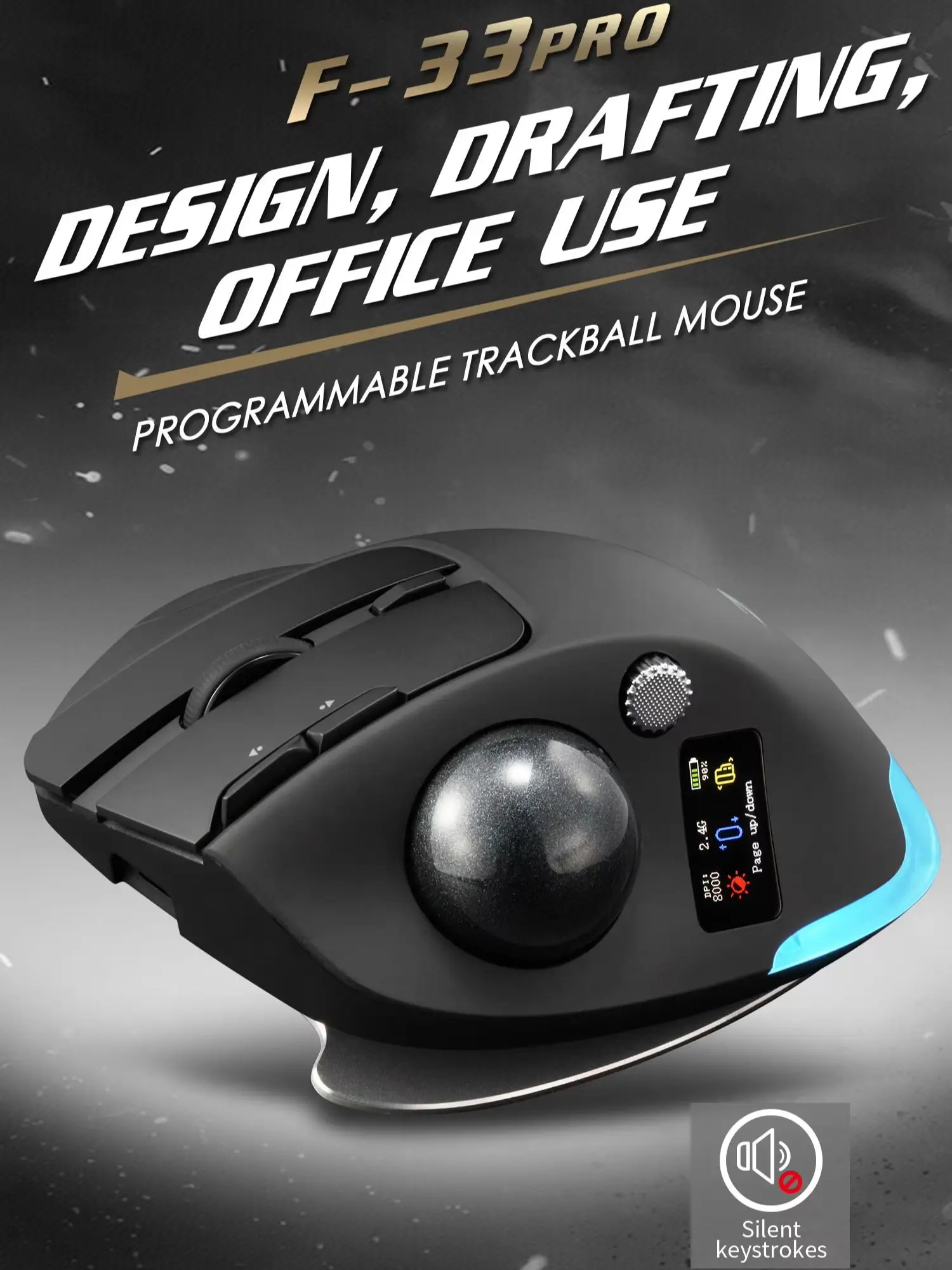 lefon-f33pro-trackball-ergonomic-mouse-24g-wireless-mouse-rechargeable-bluetooth-programmable-mice-for-pc-office-drawing