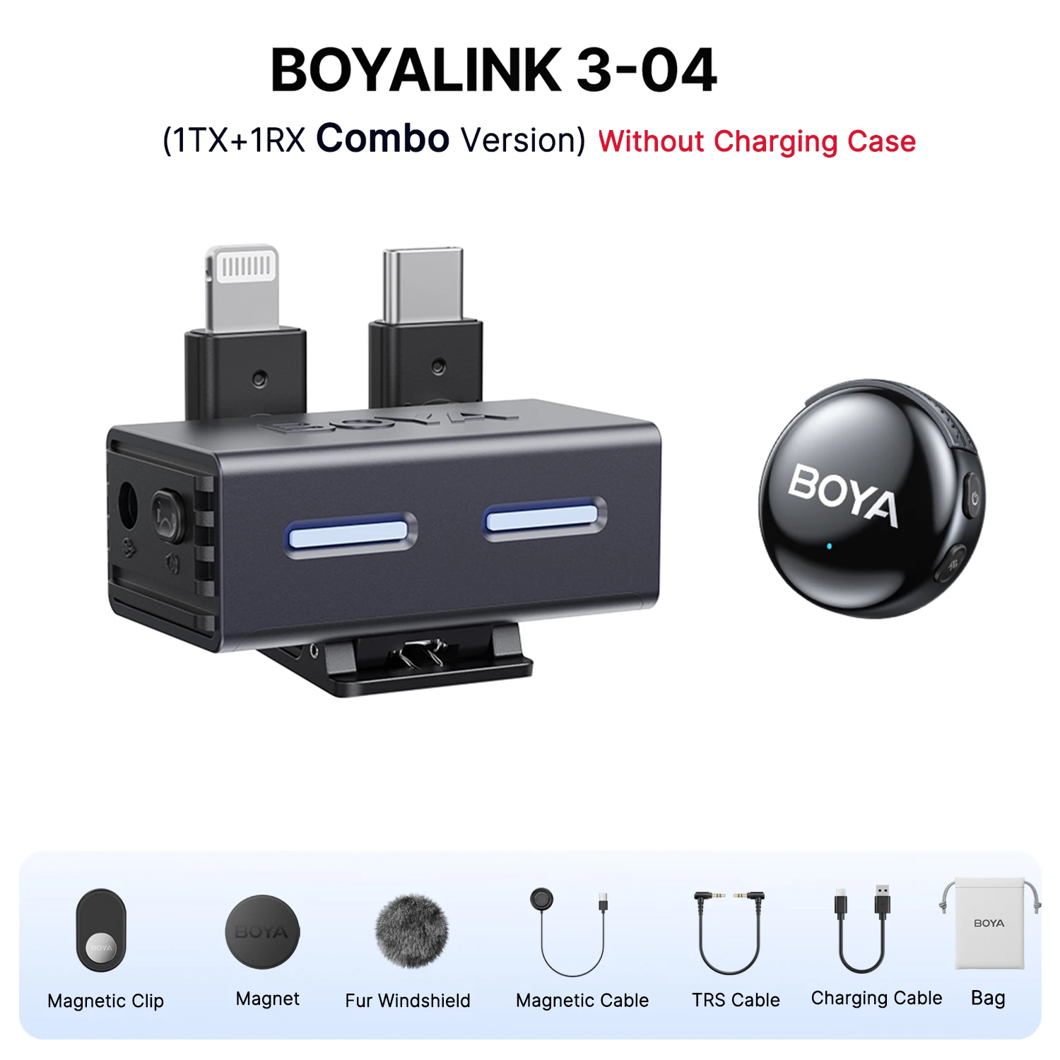 BOYA BOYALINK 3 Mini Wireless Lavalier Microphone for iPhone USB-C Android Smartphone Camera Ai Noise Cancellation for Recording