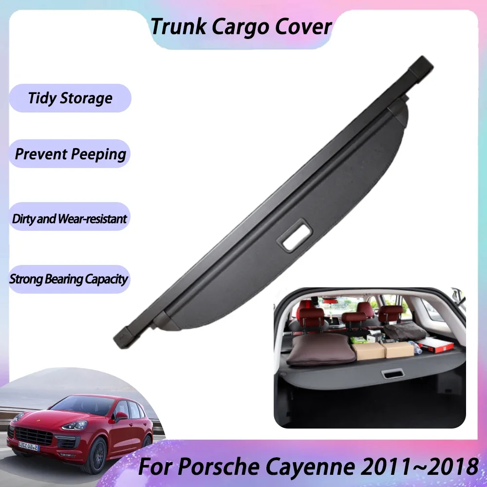 

For Porsche Cayenne E2 92A 2018~2011 2016 2015 2013 2012 Car Trunk Curtain Luggage Sorage Organizer Tray Increase Storage Space