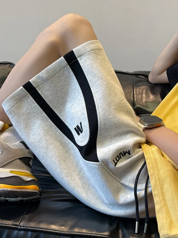 

Youth Sports orts Men's Summer Large Size Loose Five-Quarter Stitched Patchwork Baskeall Pants Breathable Lightweight