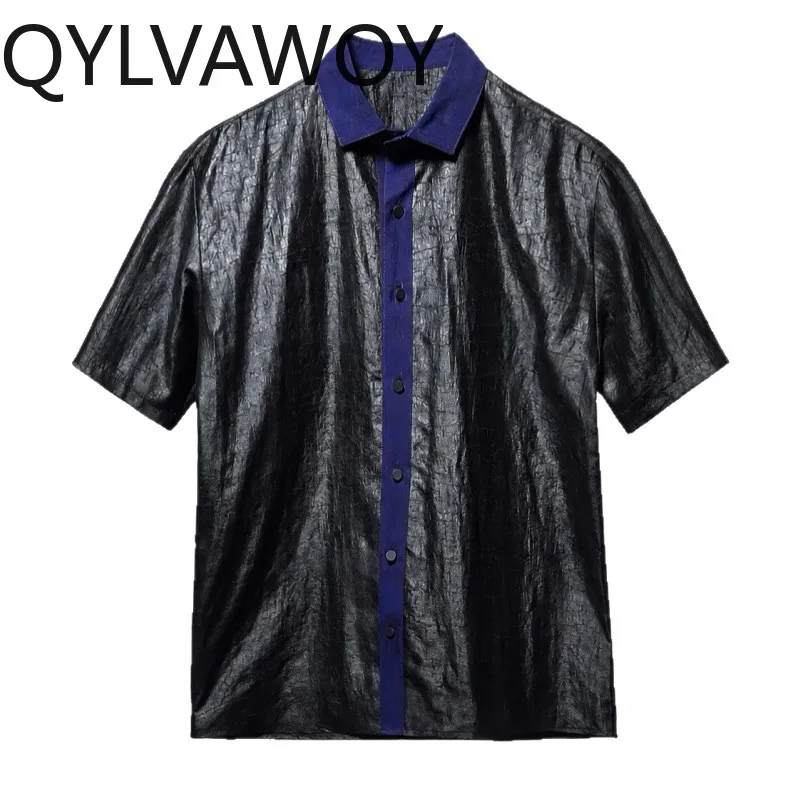 

QYLVAWOY 100% Mulberry Silk Men's Shirts 2026 New Shirts for Man Short Sleeve Tops Loose Summer Shirt Menswear Clothing Camisas