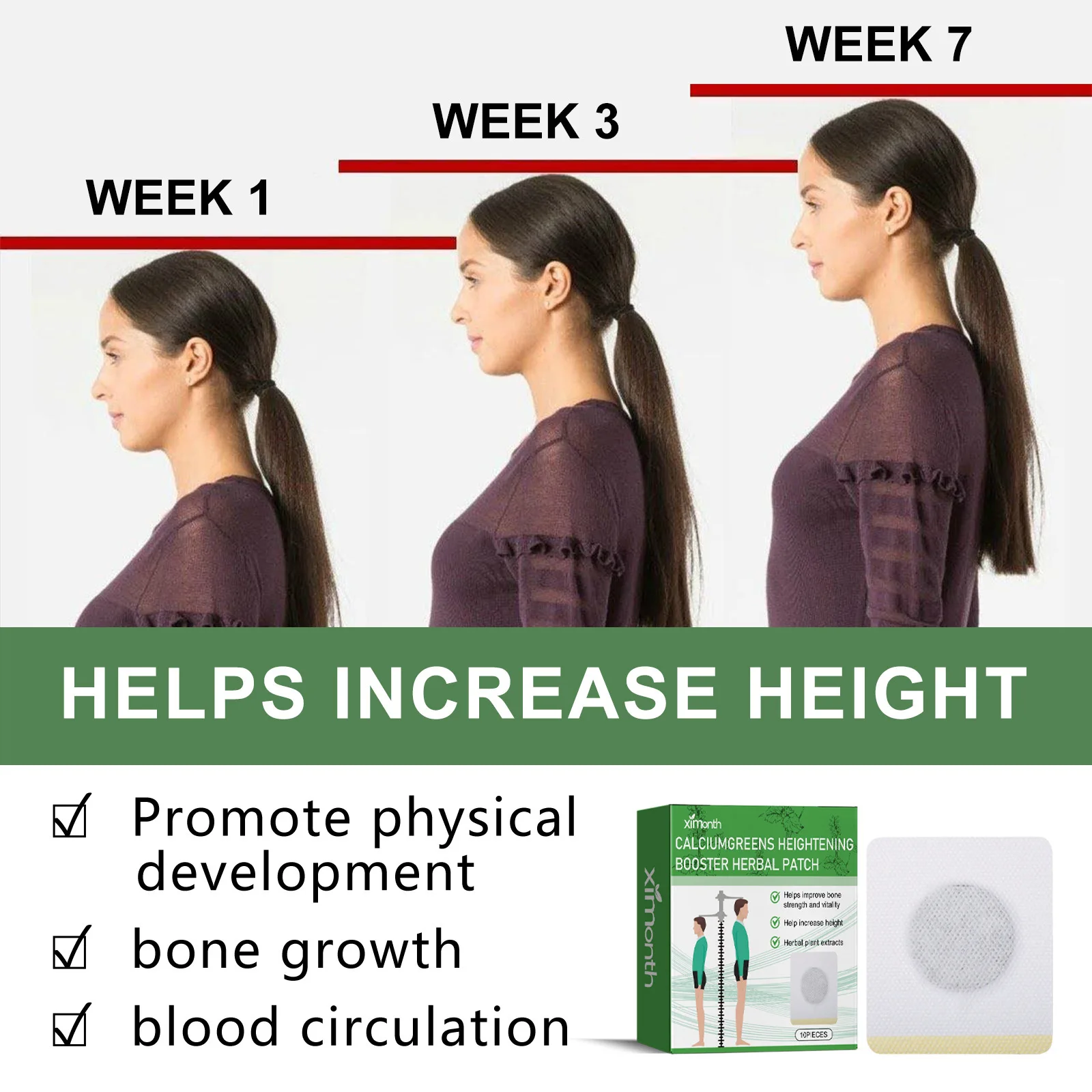 Height Increase Patch Conditioning Body Grow Taller Acupoint Stimulation Improve Blood Circulation Promote Bone Growth Sticker