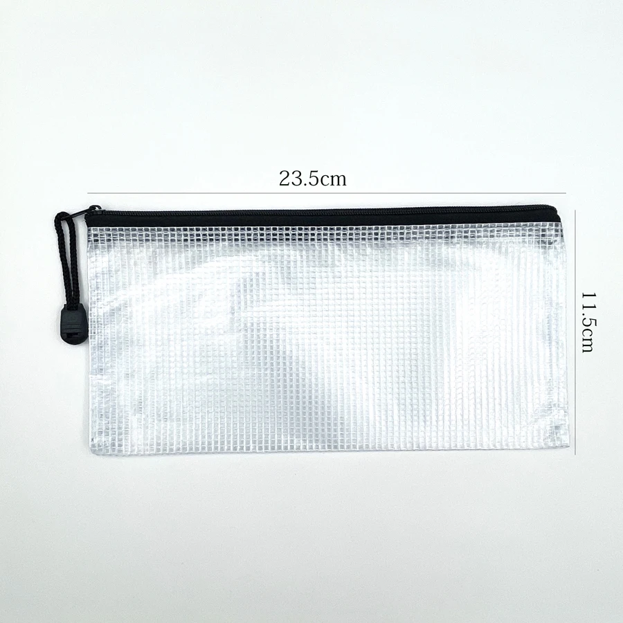 Mesh Pencil Pouch Zipper File Bag, 12 Transparent Pencil Bags Plastic Wallet Folder Waterproof Travel Storage Bag, Su for School