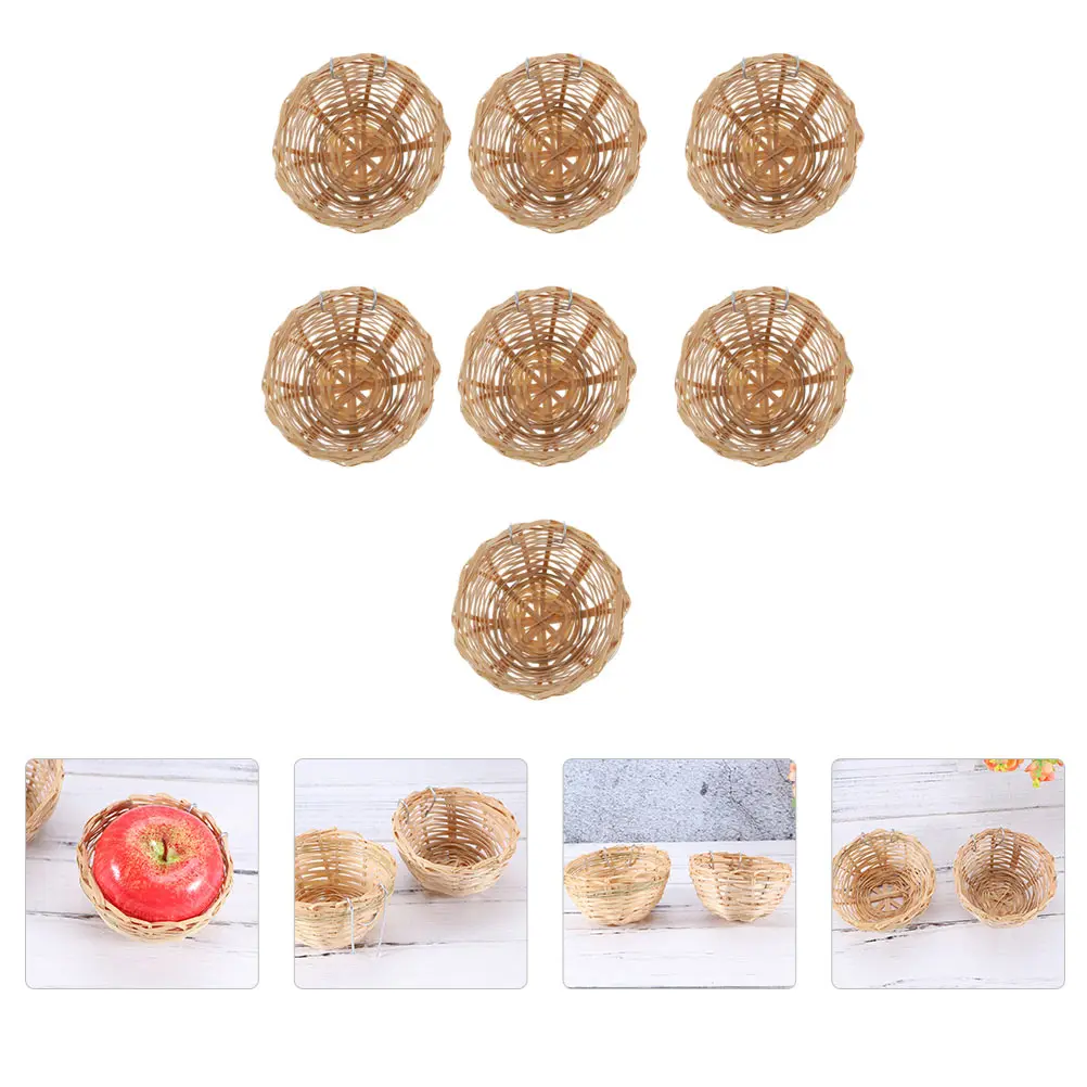 

7 Pcs Bamboo Bird Nest Wicker Hanging Perching House Plant Breeding Cozy Warm Sheltered Environment Durable Practical Long