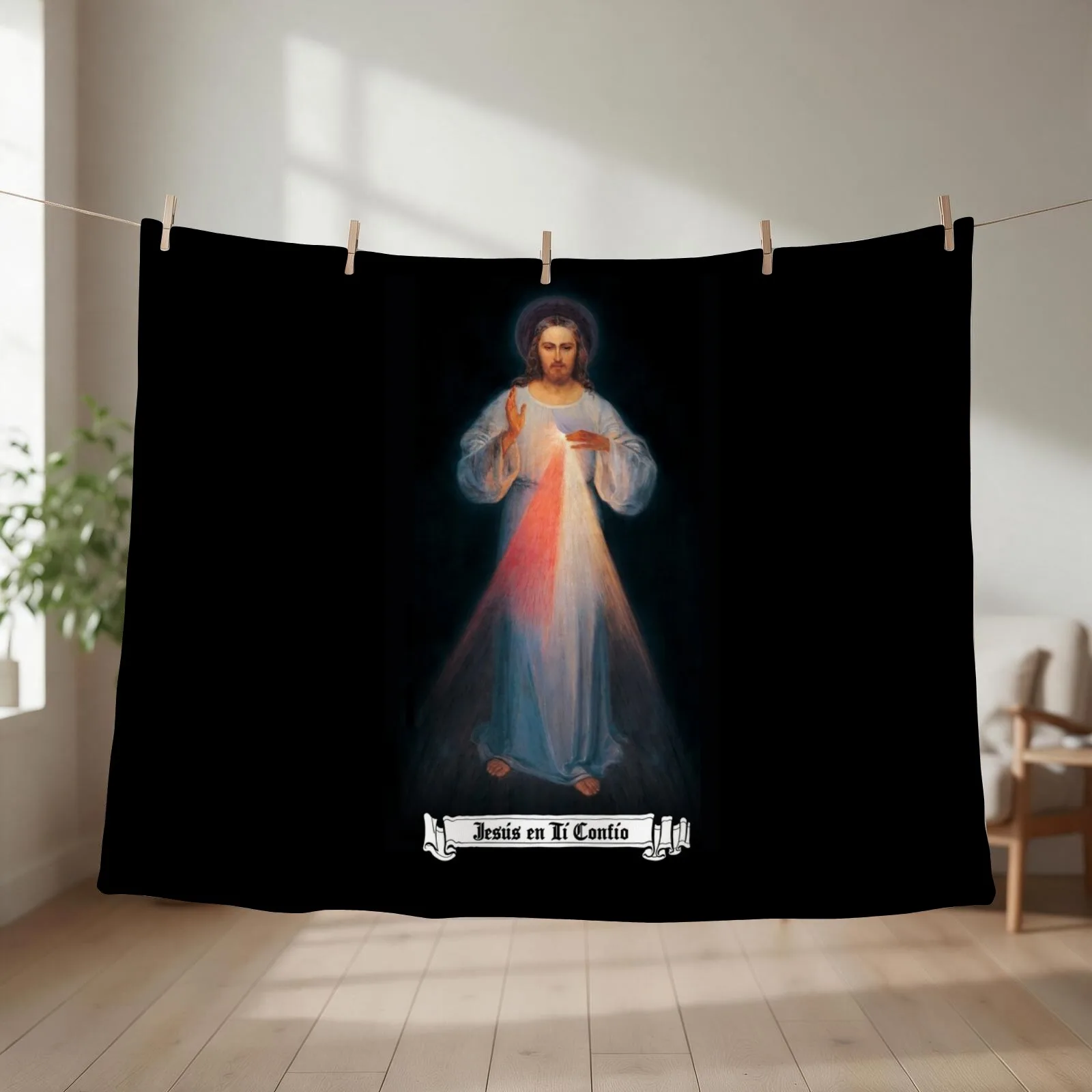 Imagen de la Divina Misericordia, JES?oS EN T?- CONF?-O regalos cat?3licos y cristianos, Throw Blanket