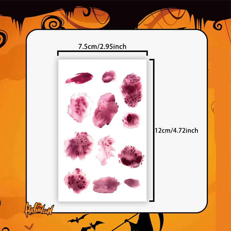 Halloween Horror Blood Temporary Tattoo Sticker, Long-lasting and Waterproof, Tears of the Nun, Tattoo Sticker for Face Arm