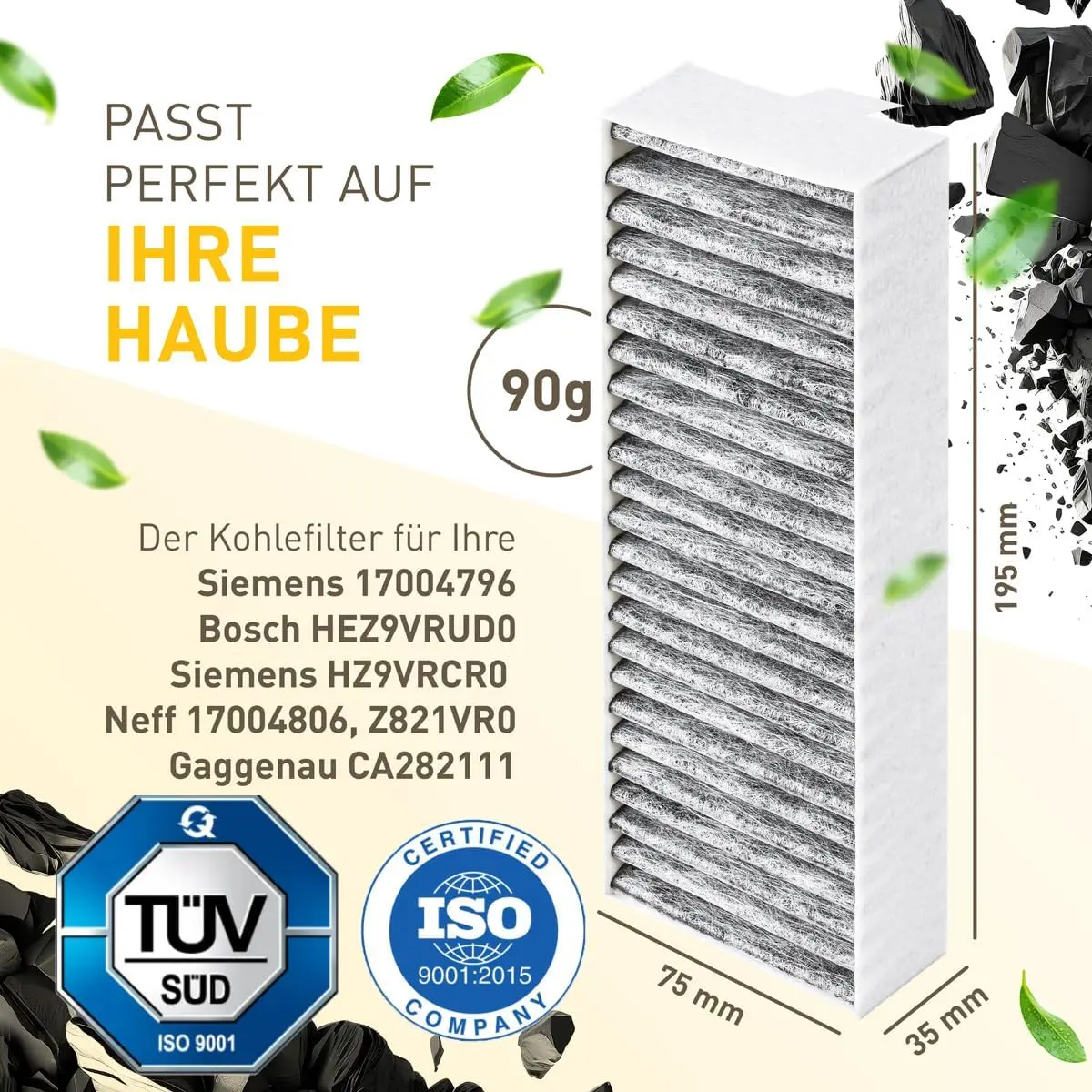 Carbon Cooker Hood Filters For Bosch 17004811 HEZ9VRUD0 Siemens 17004796 HZ9VRCR0 Neff 17004806 Z821VR0 Gaggenau CA282111