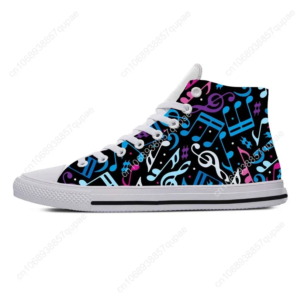 Music Musical Note Symbol Pattern Rock Fashion Casual Cloth Shoes High Top Comfortable Breathable 3D Print Men Women Sneakers - view 5