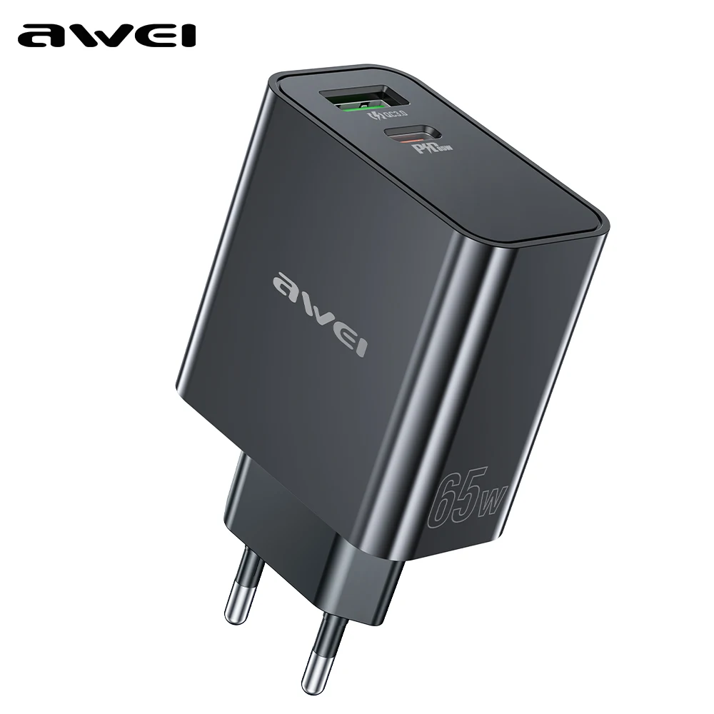 

Awei PD58 65W GaN Original Fast Charger QC3.0 Charger for Android UK US EU Plug Adapter Socket Type C for All Multiple Device