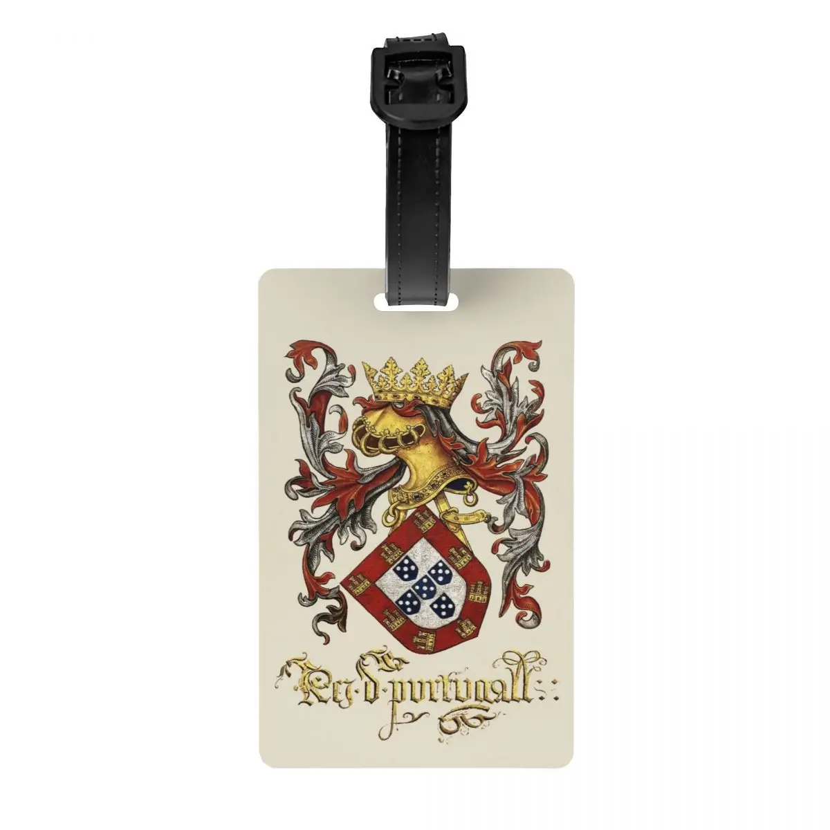 Custom Arms Of King Of Portugal Luggage Tags for Suitcases Funny Livro do Armeiro-Mor Baggage Tags Privacy Cover Name ID Card