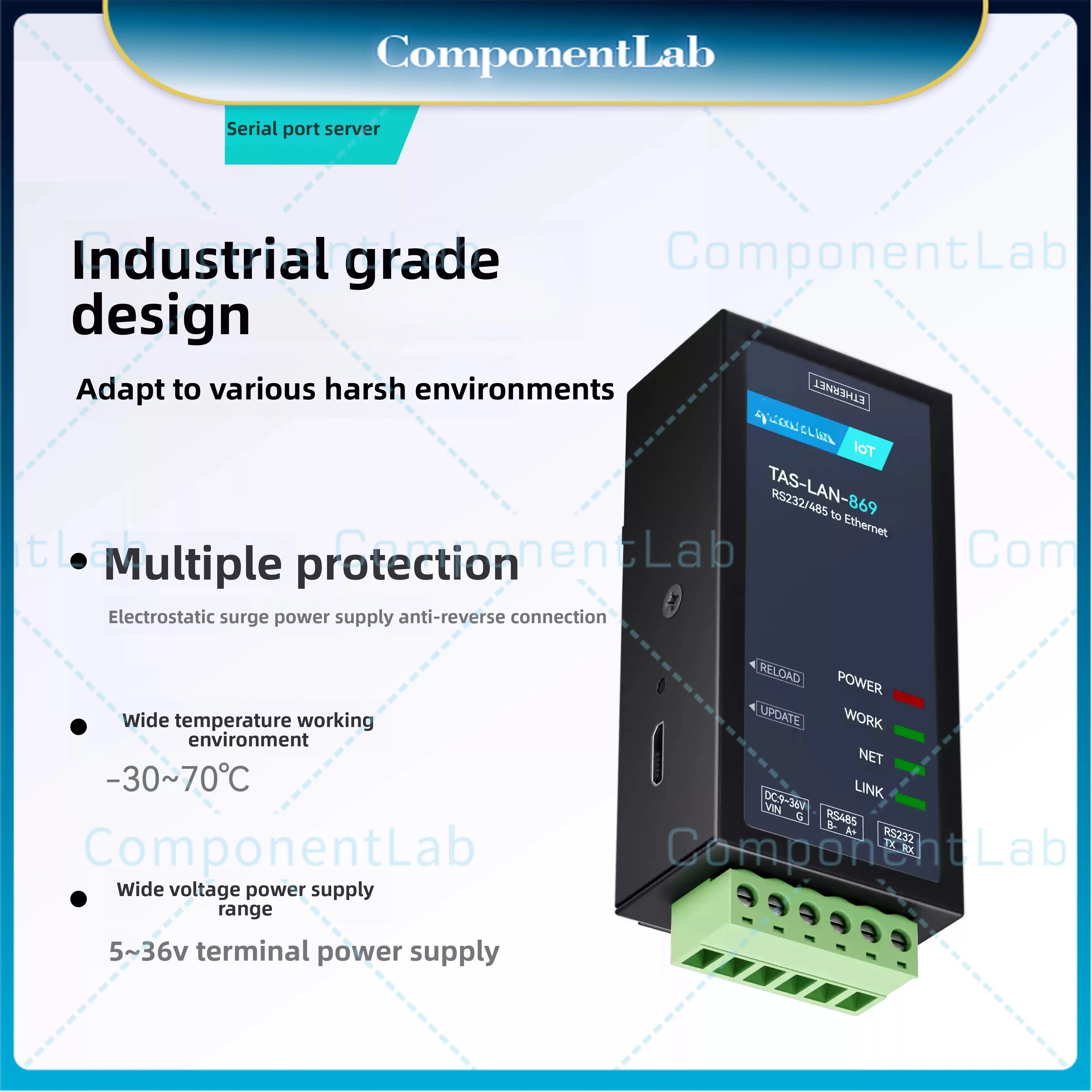 2pcs RS485 serial port server Serial to Ethernet modbus rtu Gateway tcpip passthrough module mqtt data transfer http network