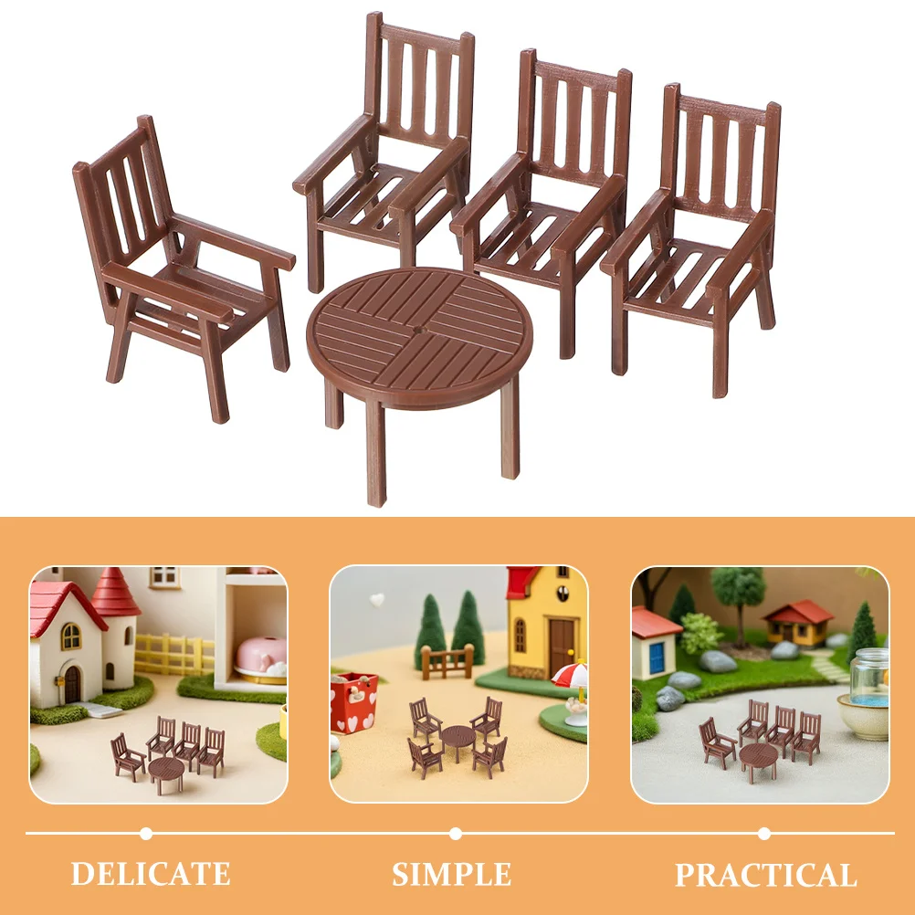 2 مجموعة 2 مجموعات مصغرة الجدول كرسي مجموعة أثاث دمية بلاستيكية متينة للمناظر الطبيعية الصغيرة المطبخ الديكور منزل صغير