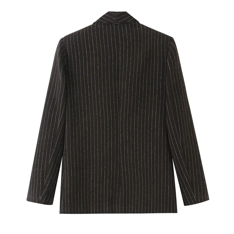 2026 Autumn New Arrival Women's Commuter Versatile Woolen Stripe Unbuttoned Suit Jacket 30049 Fashionable Business Outerwear