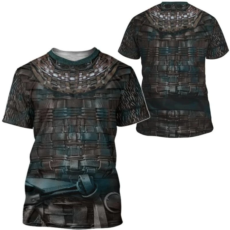 Fashion 3D Print Viking Armor Pattern T-Shirt For Men Clothing Harajuku Y2k Short Sleeve T Shirt Unisex Casual Streetwear Tees