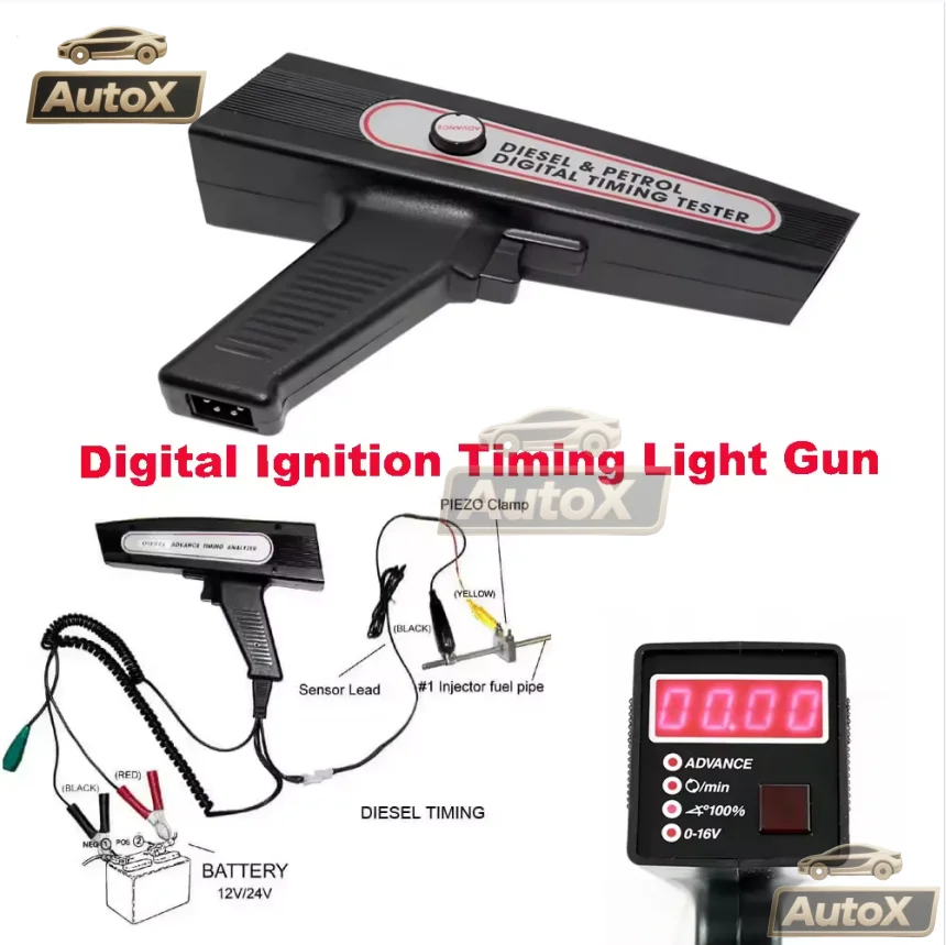 

Digital Ignition Gun Timing Light Inductive Strobe Lamp Diesel & Petrol Engine Analyzer Detection Diagnosis Repair Tools