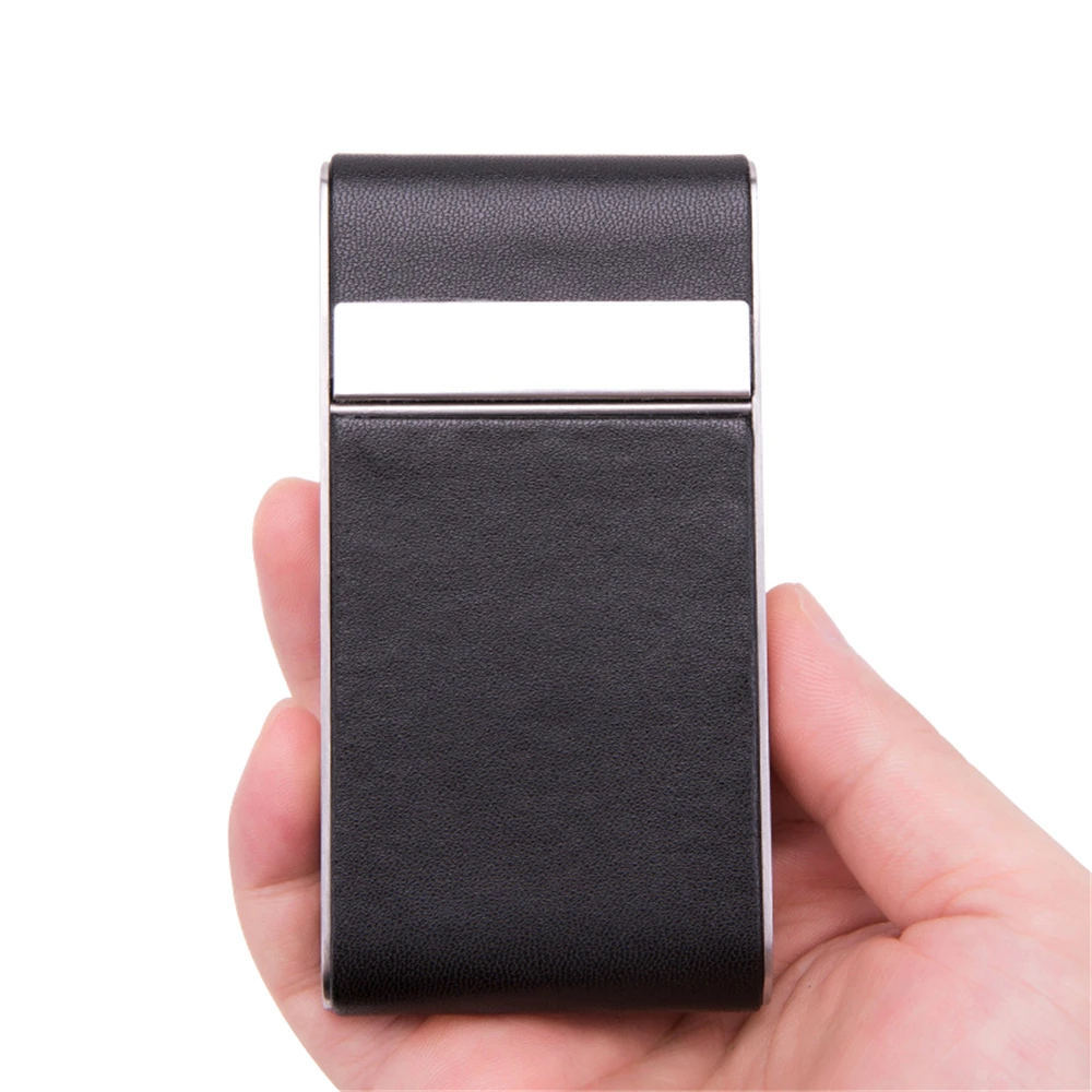 Lady\'s Cigarette Case Stainless Steel Magnetic Flip Cover 20pcs Capacity Leather Slim Cigarette Box Tobacco Holder Smoking Tools