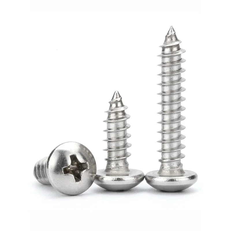 M8 304 Stainless Steel Pan Head Cross Recessed Self Tapping Screws / Phillips Round A2-70