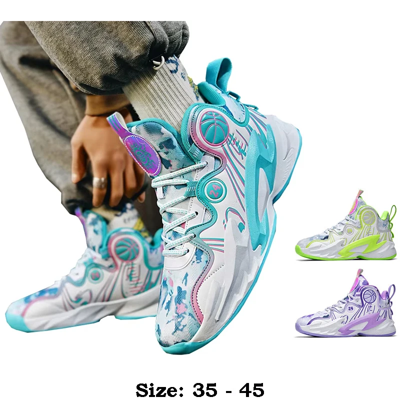 

High quality casual leather print sport shoe for men new 2025 size 35 45 outdoor running basketball Sneakers shoe blue purple