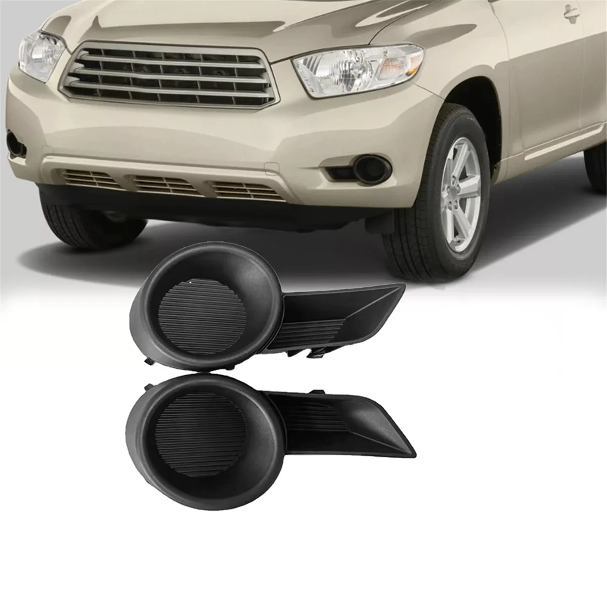 1Pair Car Front Bumper Closed Fog Lights Lamps Trim Cover for Toyota Highlander 2009-2013 81482-0E050