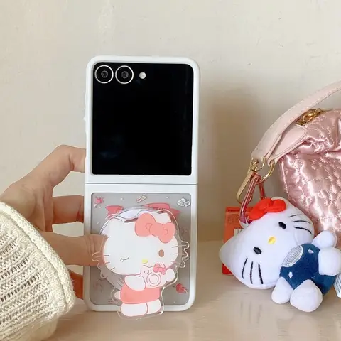 Sanrio हैलो किट्टी मेलोडी कुरोमी मैग्नेटिक ग्रिप होल्डर मैगसेफ वायरलेस चार्ज फ़ोन केस Samsung Galaxy Z Flip 7 6 5 कवर के लिए 8 best sales मैगसेफ एनीमेशन - №8