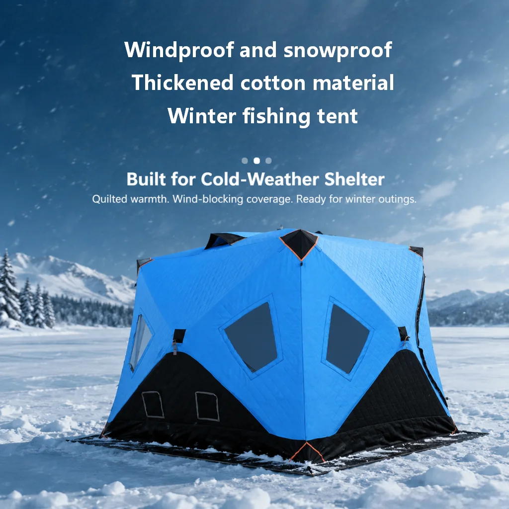 Ice Fishing Tent, Thickened Insulated Winter Camping, Windproof Waterproof Thermal Shelter for Cold Weather Outdoor Use