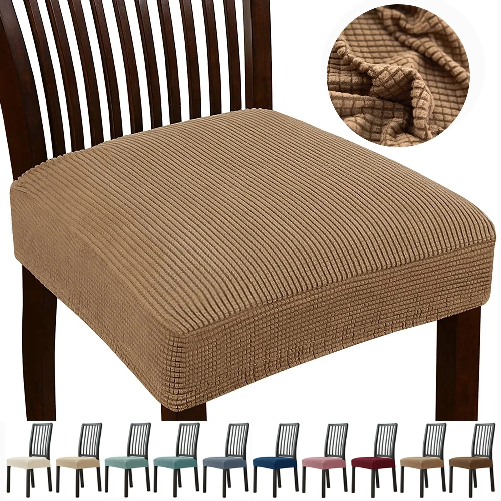 

Stretch Dining Chair Seat Cover Jacquard Solid Color Chairs Covers Removable Anti-Dust Chair Cushion Slipcovers Hotel Home 의자커버