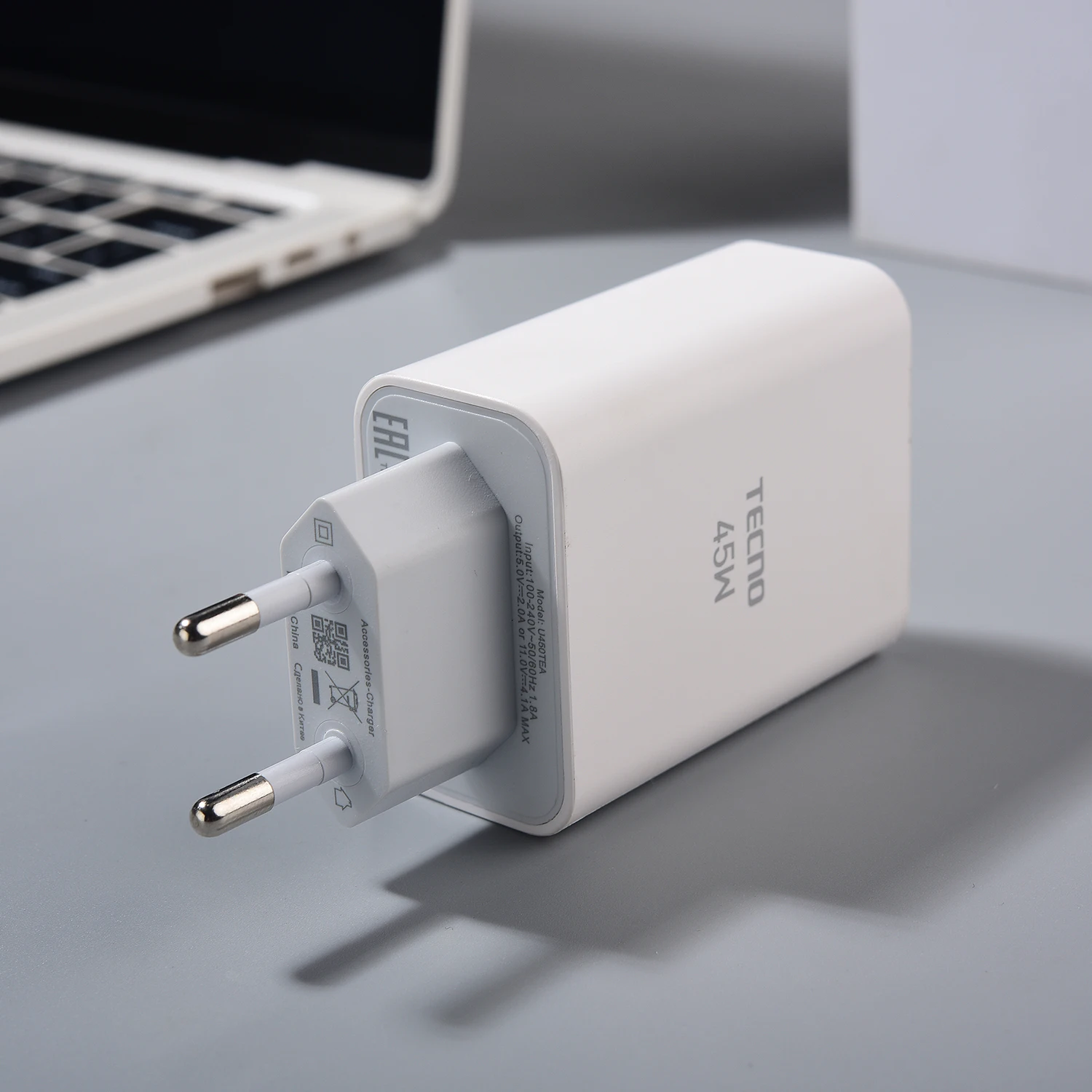 Tecno 45W Fast Charger EU Quick Charge Power Adapter For Tecno Spark Camon 40 30 20 Pro+ Go 2 Pova 7 Ultra 6 5 &USB Type C Cable