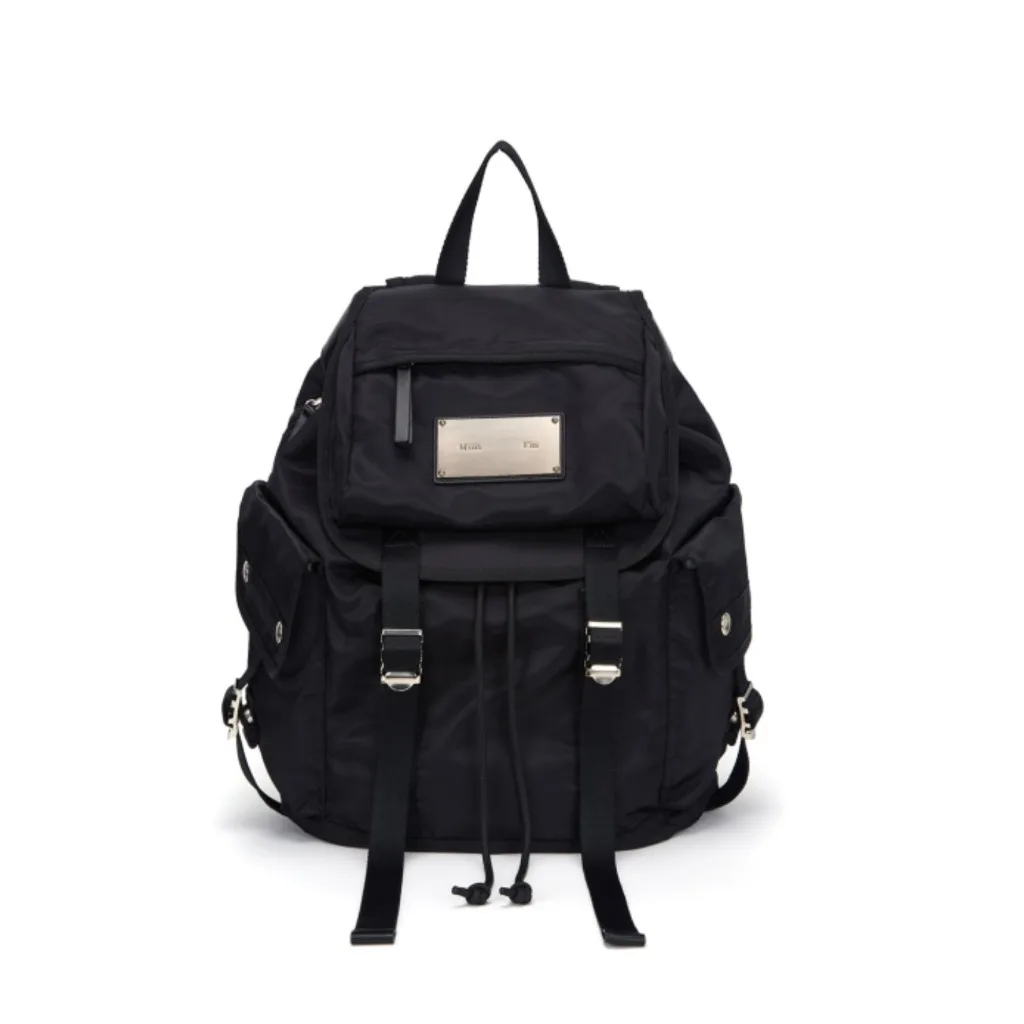 MATIN KIM Women Backpack Drawstring Buckle Multi Pocket Large Capacity Travel School Bag Korean Streetwear Casual Rucksack 2026