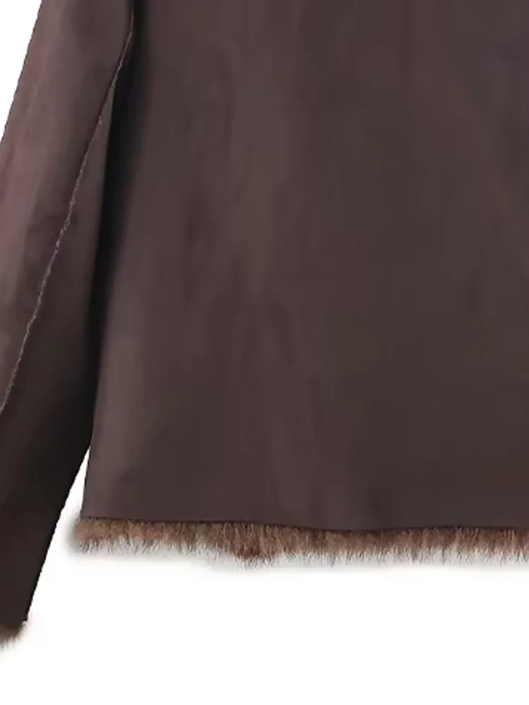 

HH зимнее женское элегантное повседневное теплое пальто женское пальто с лацканами и пуговицами с карманами и длинными рукавами верхняя одежда двусторонняя куртка с эффектом искусственного меха