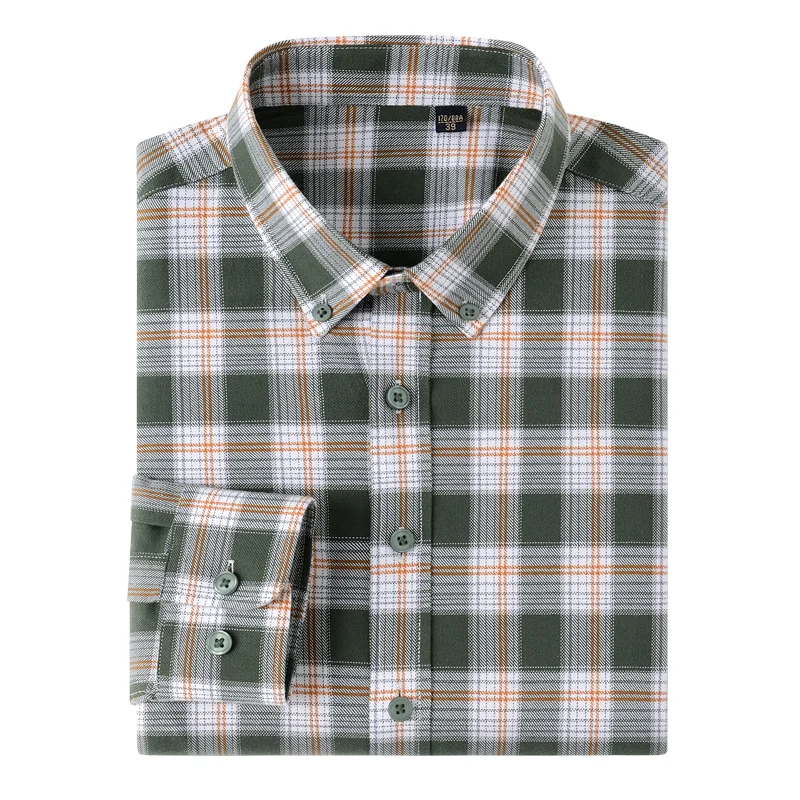 100% Pure Cotton Flannel Men Plaid Shirts Male Business Casual High Quality Pocket Long sleeve Shirt for Men Button Shirt S-5XL