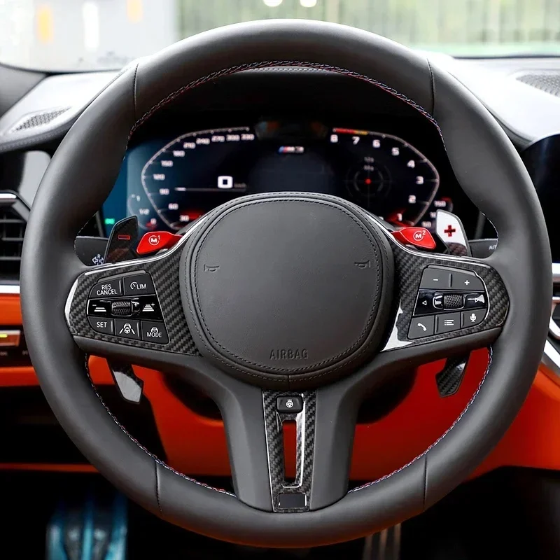 For BMW G20 G21 G26 G30 G32 G42 F44 F90 G06 Real Carbon Fiber Steering Wheel Frame Cover M Performance Interior Replacement Kit