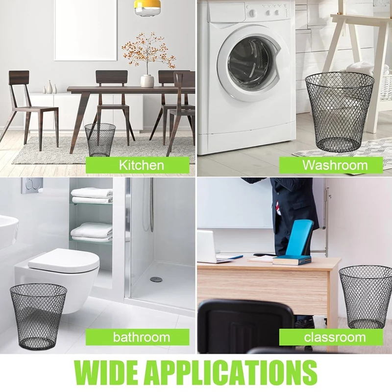 Round Wastepaper Basket, Wire Mesh Desk Metal Trash Can Recycling Trash Can Garbage Container For Bedroom Office(10Pcs)