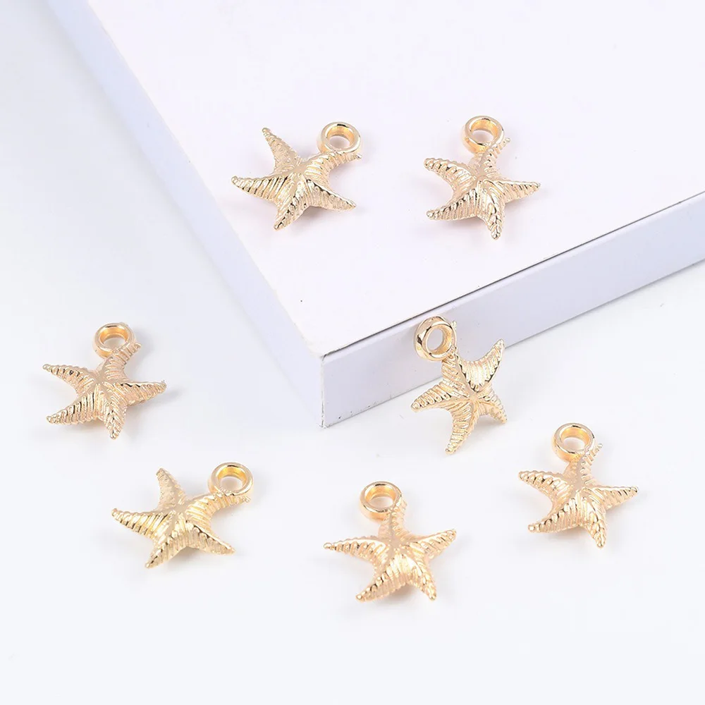 15mm 100szt 200szt Zawieszki Rozgwiazdy Pozłacane Srebrne Koraliki Wisiorki DIY Biżuteria Kolczyki Naszyjniki Akcesoria Rękodzieło