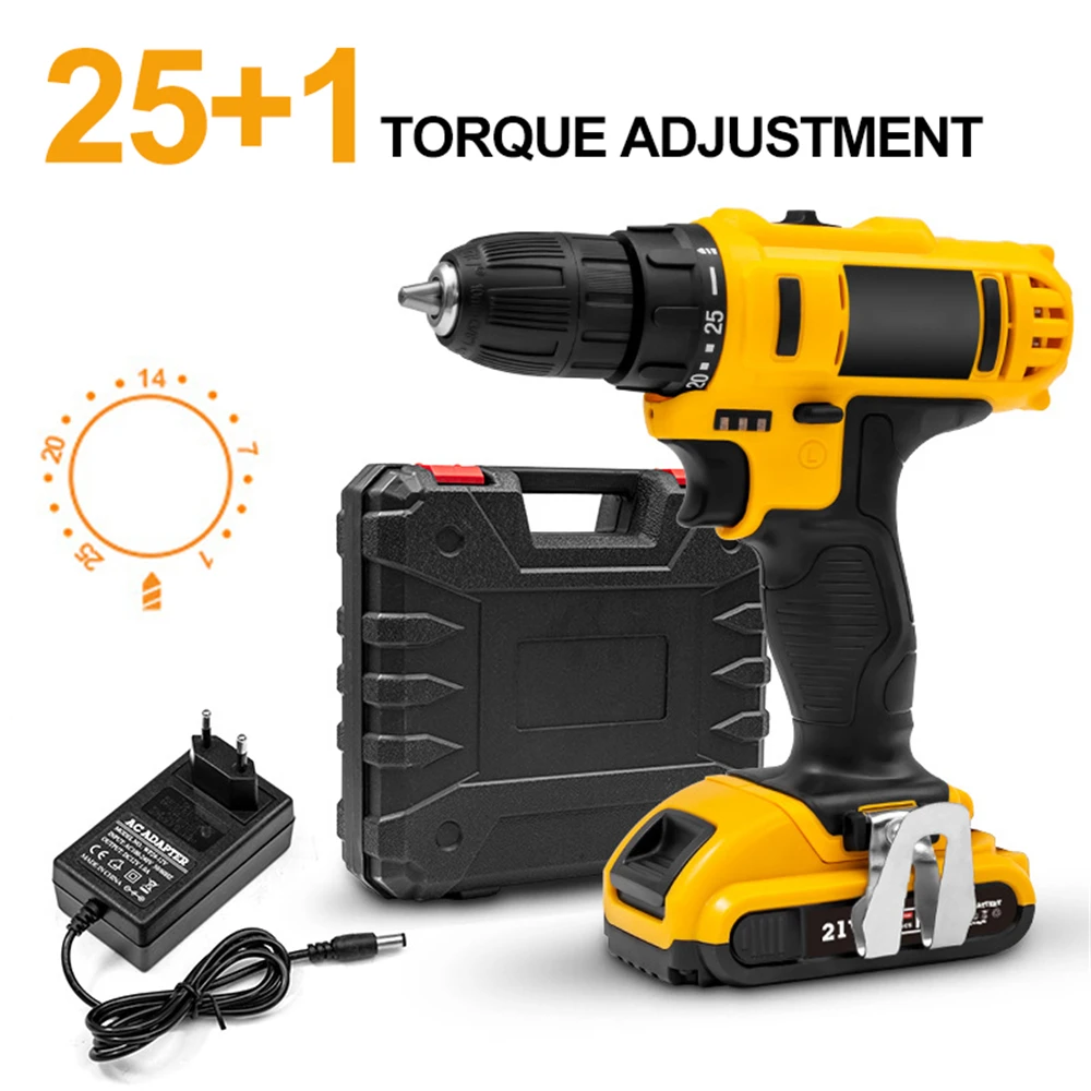 12V 16.8V 21V Cordless Drill Power Tools Wireless Drills Rechargeable Drill Set for Electric Screwdriver Battery Driller Tool