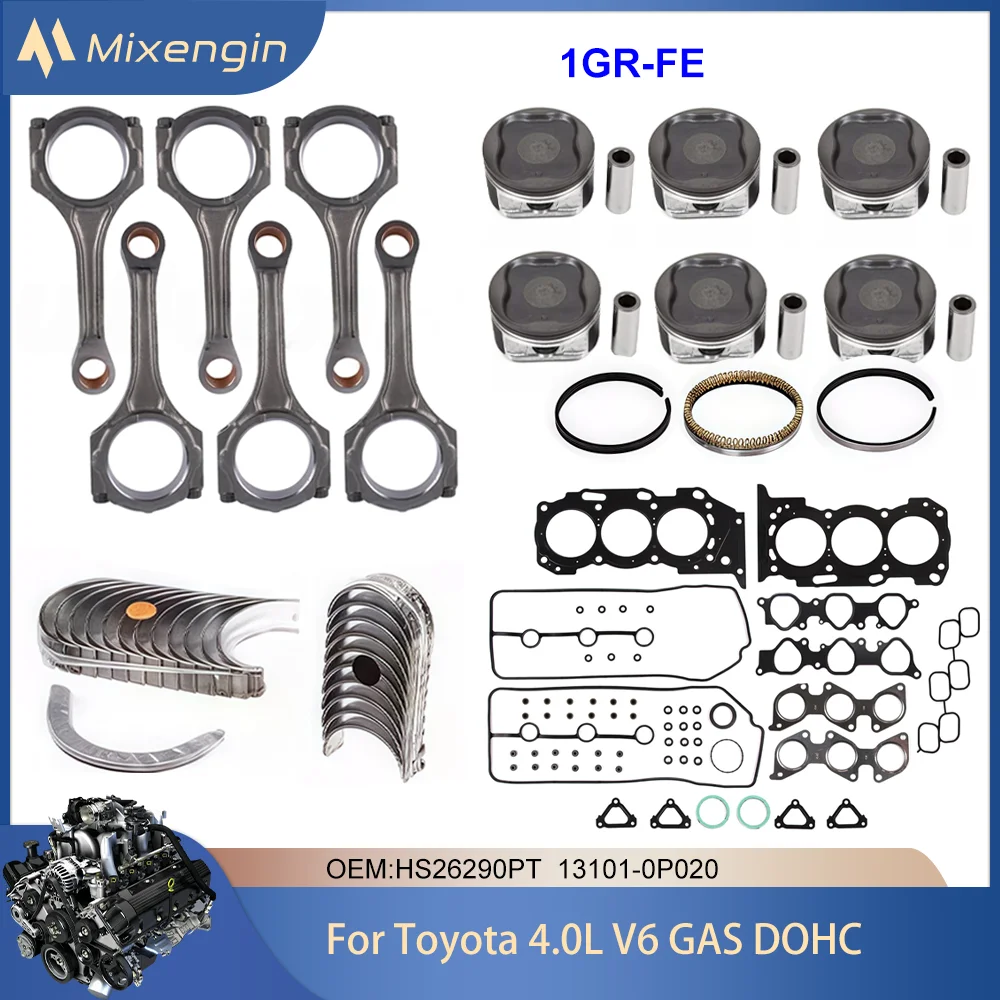 

Engine piston connecting rod bearing gasket Rebuild Kit Fit 1GR-FE 4.0 V6 GAS DOHC For Toyota 4Runner Land Cruiser Tacoma 4.0L