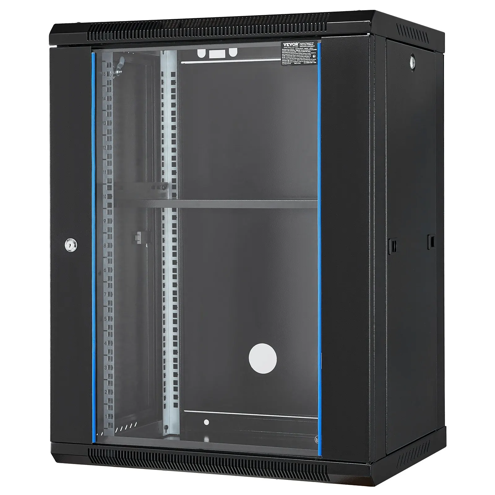 15U Wall Mount Network Server Rack Cabinet Enclosure 18Glass Door Lock