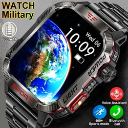 Reloj inteligente deportivo para hombre, pulsera con pantalla HD de 2024 pulgadas, linterna, brújula, frecuencia cardíaca, resistente al agua, Bluetooth, llamadas, 2,01 mAh, novedad de 600