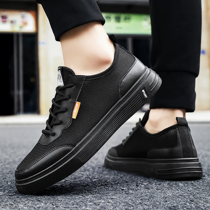 Summer Men Mesh Lightweight Sports and Casual Walking Shoes with  Pockets 2025 Breathable Flat Skate Shoes Zapatillas Hombre